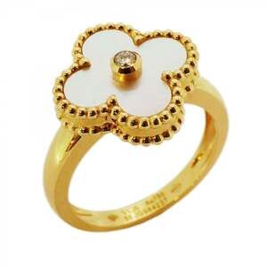 Van Cleef & Arpels Alhambra Ring, 1PD, 18KYG Yellow Gold, Diamond, Mother-of-...